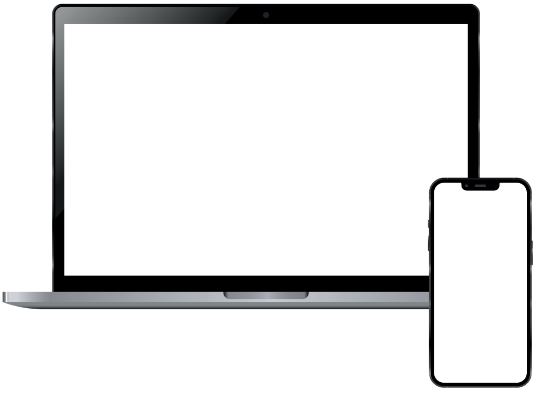 Laptop with smartphone frame image